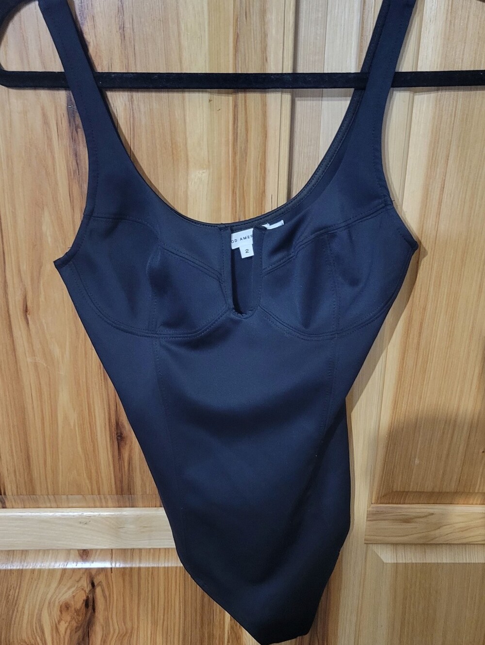 Good American Scuba U Corset Bodysuit (Style No. GB0369) Black Sz 2 Med